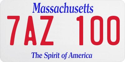 MA license plate 7AZ100
