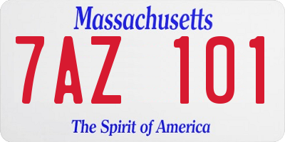 MA license plate 7AZ101