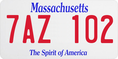 MA license plate 7AZ102