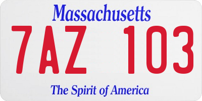 MA license plate 7AZ103
