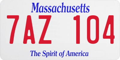 MA license plate 7AZ104