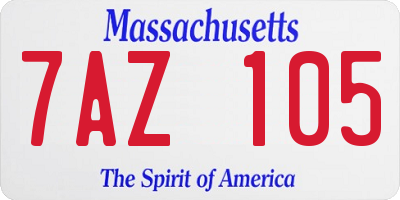 MA license plate 7AZ105