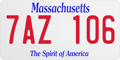 MA license plate 7AZ106