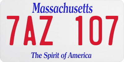 MA license plate 7AZ107