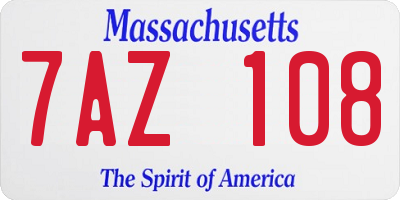 MA license plate 7AZ108