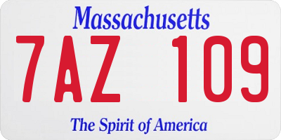 MA license plate 7AZ109