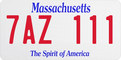 MA license plate 7AZ111