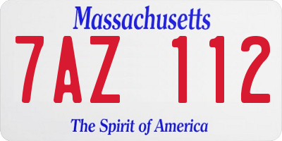 MA license plate 7AZ112