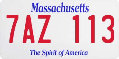 MA license plate 7AZ113
