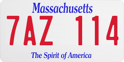 MA license plate 7AZ114