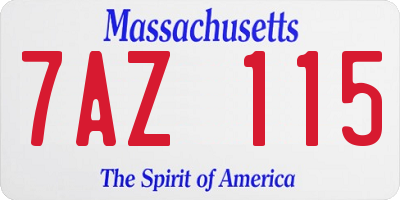 MA license plate 7AZ115
