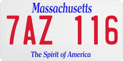 MA license plate 7AZ116