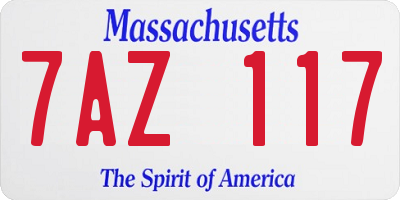 MA license plate 7AZ117