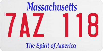 MA license plate 7AZ118