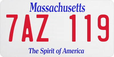 MA license plate 7AZ119