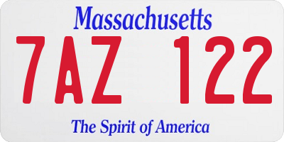 MA license plate 7AZ122