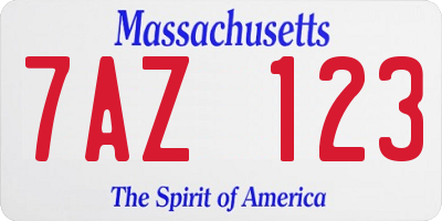 MA license plate 7AZ123