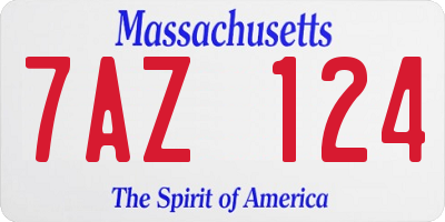 MA license plate 7AZ124