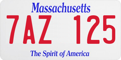 MA license plate 7AZ125