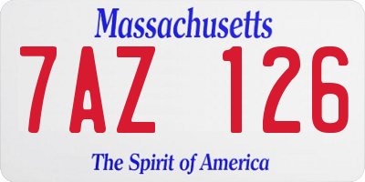 MA license plate 7AZ126
