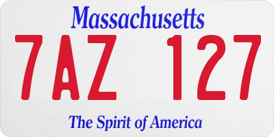 MA license plate 7AZ127