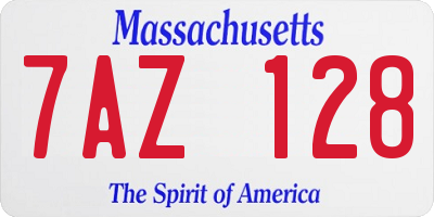 MA license plate 7AZ128