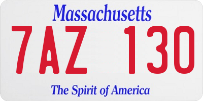 MA license plate 7AZ130