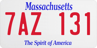 MA license plate 7AZ131