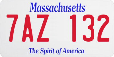 MA license plate 7AZ132