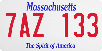 MA license plate 7AZ133