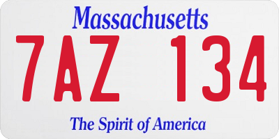MA license plate 7AZ134
