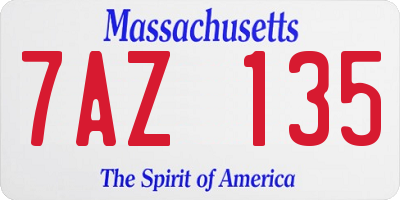 MA license plate 7AZ135
