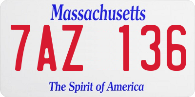 MA license plate 7AZ136
