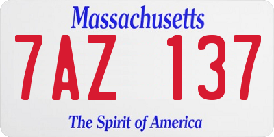MA license plate 7AZ137