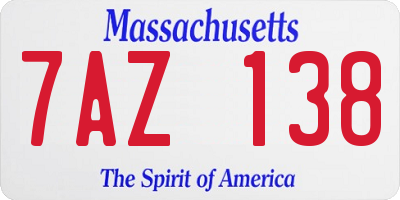 MA license plate 7AZ138