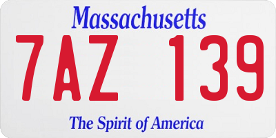 MA license plate 7AZ139