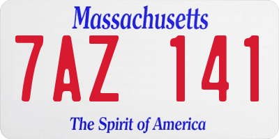 MA license plate 7AZ141