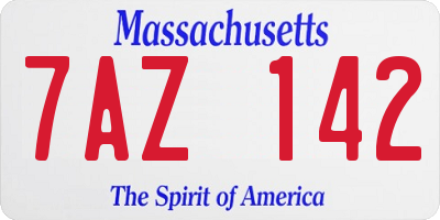 MA license plate 7AZ142