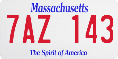 MA license plate 7AZ143
