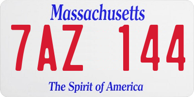 MA license plate 7AZ144