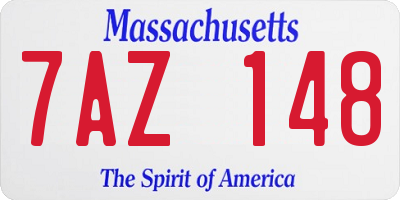 MA license plate 7AZ148