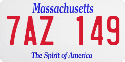 MA license plate 7AZ149