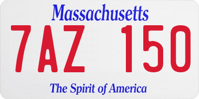 MA license plate 7AZ150