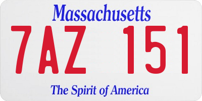MA license plate 7AZ151