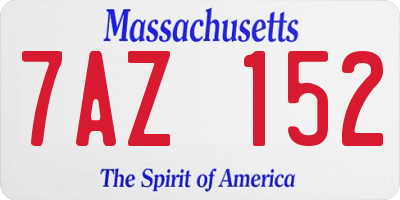 MA license plate 7AZ152