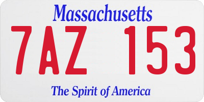 MA license plate 7AZ153