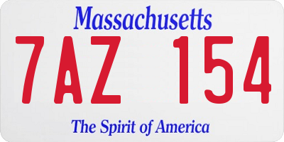 MA license plate 7AZ154