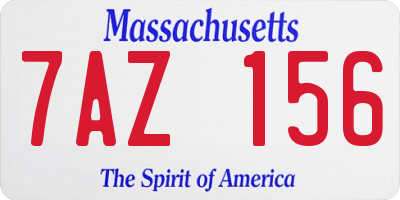 MA license plate 7AZ156