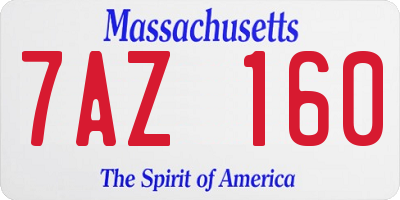 MA license plate 7AZ160