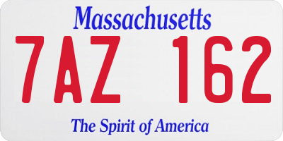 MA license plate 7AZ162